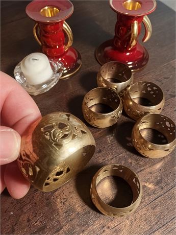 Vintage Brass Napkin Rings W/Boho Cutout Designs
