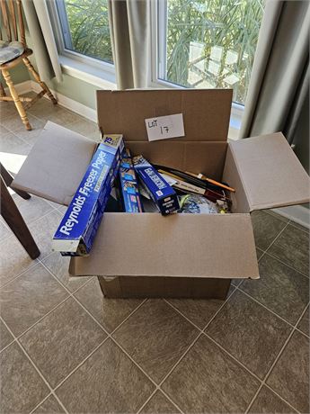Large Box Of Mixed Kitchen Gadgets, Supplies & More