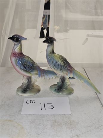 Vintage Cali Pottery Pheasent Figurines