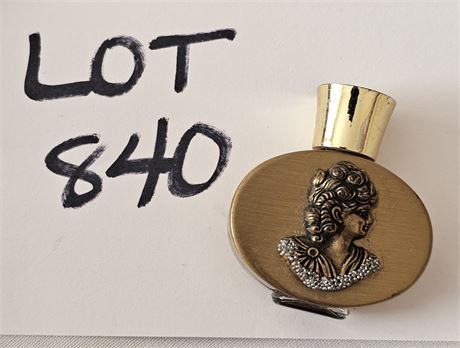 Vintage Cameo Perfume Bottle - Brush Gold Color with Detailed Bas-Relief Cameo