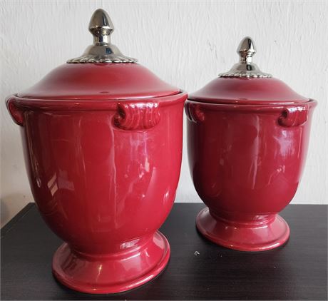 Maroon Ceramic Canisters~Set of 2