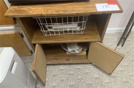 Wood Microwave Cart With Shelf Storage