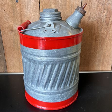 Small Vintage Galvanized Fuel Oil Can with the Screw on Caps