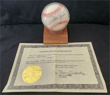 Pete Rose Signed Baseball W/COA