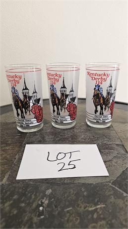 1988 Kentucky Derby Glasses X3