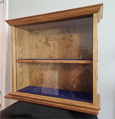 Hand Crafted Wooden Display Shelf w/Glass Front