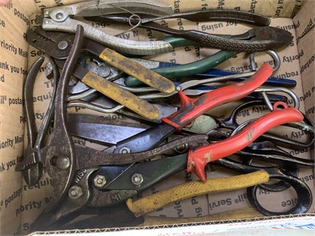 Pliers, Scissors, Wire Strippers, Tin Snips Lot