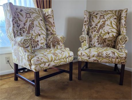 Antique Georgian Style Wingback Chairs~ Set of 2