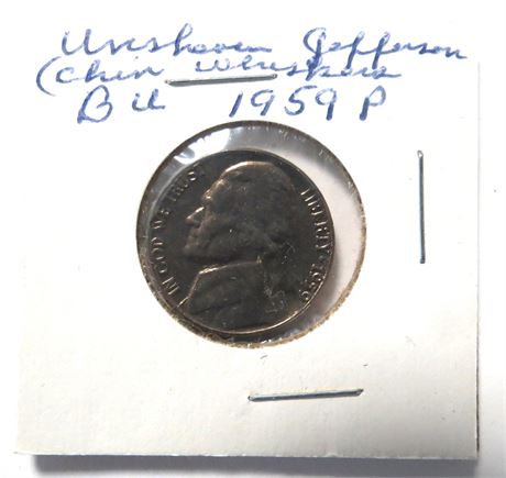 1959 P Unshaven Jefferson "Black Beauty" Error Nickel