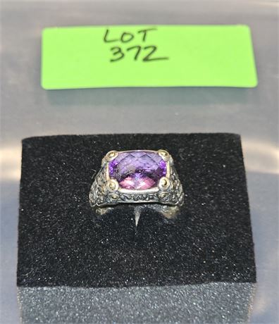 Sterling 925 & 10k Purple Topaz Ring Sz 10