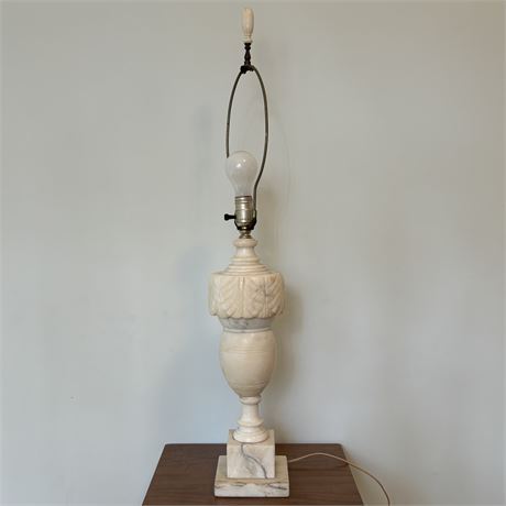 Vintage Italian Carved Alabaster Table Lamp (No Shade)