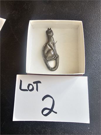 Sterling "TC" Mexico 3" Cat Brooch 0.48 OZT