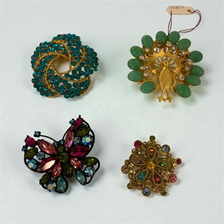 Regency Butterfly Brooch, Flue Aurora Borealis Rhinestone Brooch