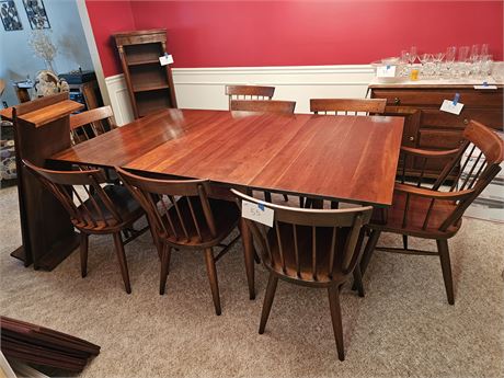 Willett Furniture Co. Cherry Wood Dining Table & 8 Chairs + Leaves & Pro. Pads
