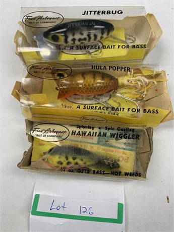 Fred Arbogast Lure Lot of 3 Litterbug - Hula Popper - Wiggler