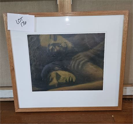 Signed John Sokol 1987 Pastel & Oil Sticks On Paper "Paolo & Francessa"