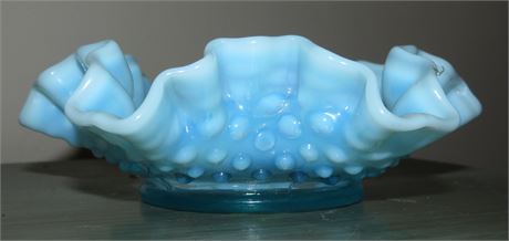 Vintage Fenton Blue Opalescent Hobnail Candy Dish