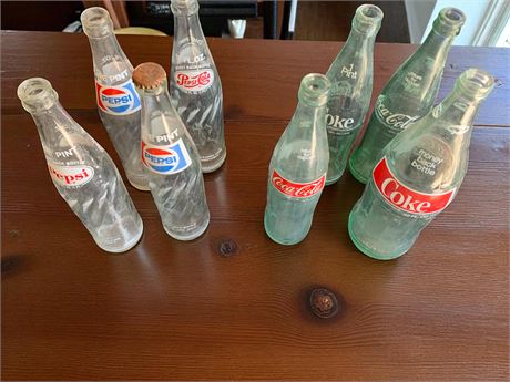 Vintage Coke & Pepsi Glass Pop Bottle Lot