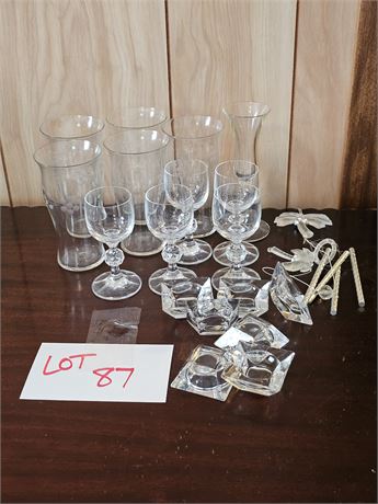 Vintage Etched Drinking Glasses / Salt Cellars & More