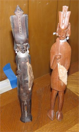 Wood Carved African Tribal Warriors Figures