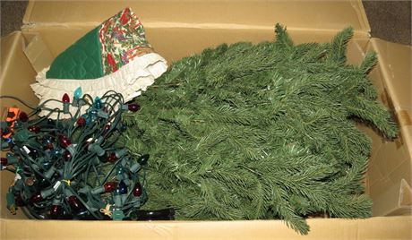 Artificial Christmas Tree, Lights, Tree Skirt