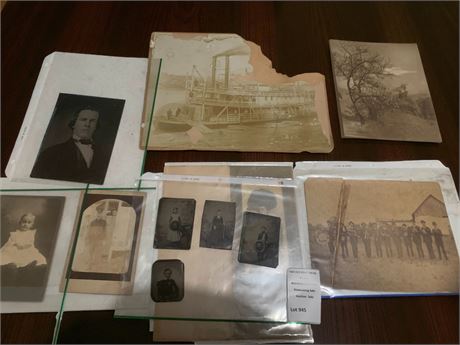 Vintage Black & White Photo Lot Including Tin Type