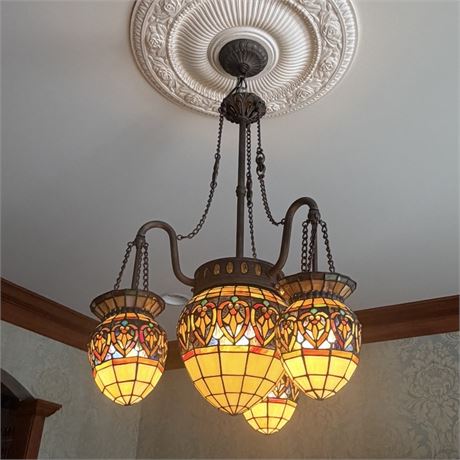 4 Light Tiffany Style Stained Glass Chandelier