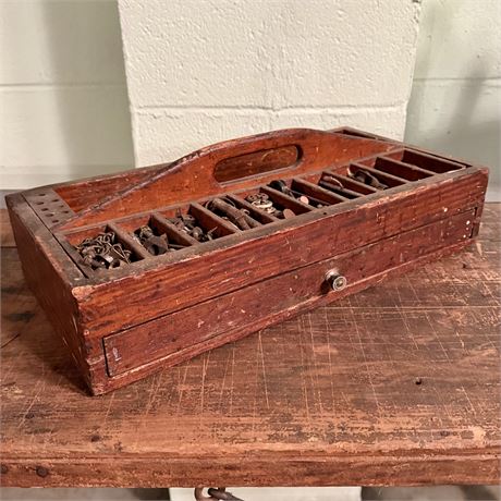 Antique Wooden Parts Caddy or Smaller Toolbox w/ Contents