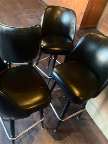 Black Swivel Bar stools W/Vinyl Bucket Seats & Metal Legs (Set of 4)