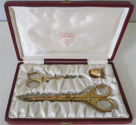 Vintage Toledo Damascene Sewing Set