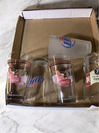 Pilsner Drinking Glasses - Coca Cola, Coors, Miller Lite Set of 5
