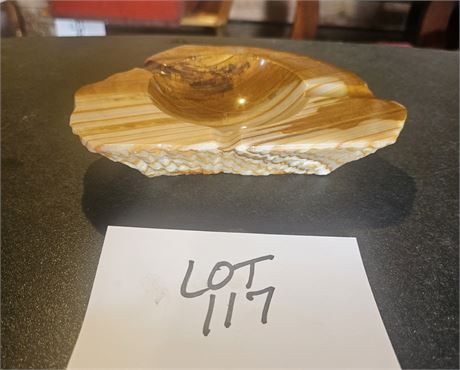 1970's Banded Carved Agate Ashtray