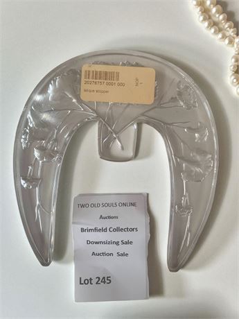 Lalique Crystal Tiara Perfume Bottle Stopper WFloral Design (Signed)