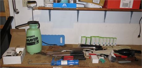 Mixed Lot: Tools, light Bulbs, Surge Protectors, Etc