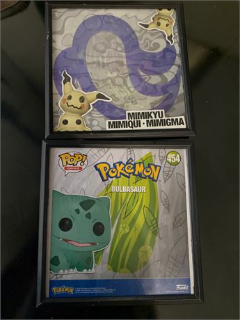 Pokémon Mimikyu & Bulbasaur Framed Wall Art Lot of 2