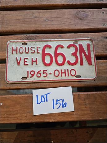 Vintage 1965 Ohio House Vehicle License Plate