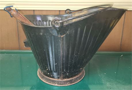 Metal Fireplace Bucket & Brush