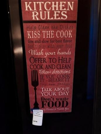 Kitchen Rules Funny Black & Red Sign/Wall Art