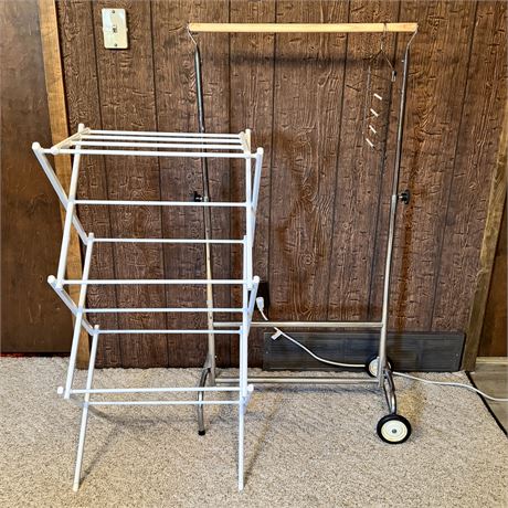 Adjustable Height Clothing Rack and Accordion Laundry Rack