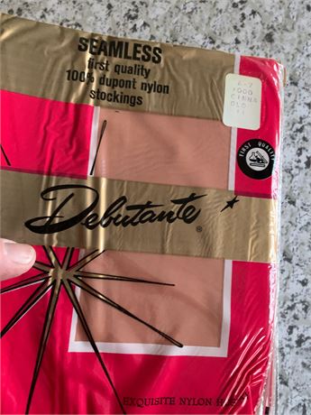 Vintage Debutante Seamless 100% DuPont Nylon Stockings In Cinna Glo Sz 11