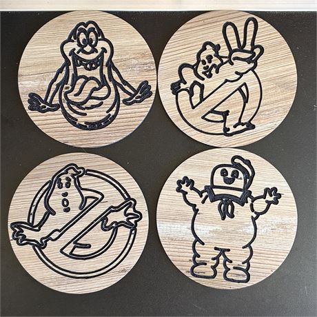 Ghostbusters Themed CNC Engraved 4” Vinyl Drinking Coasters