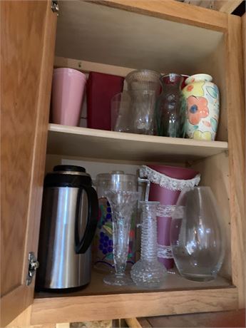 Garage Cupboard Cleanout - Glass Vases - Thermal Coffee Pot & More