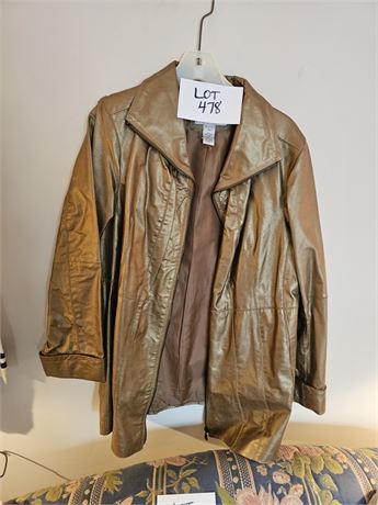 Roman's Ladies French Beige Leather Coat – Size 18