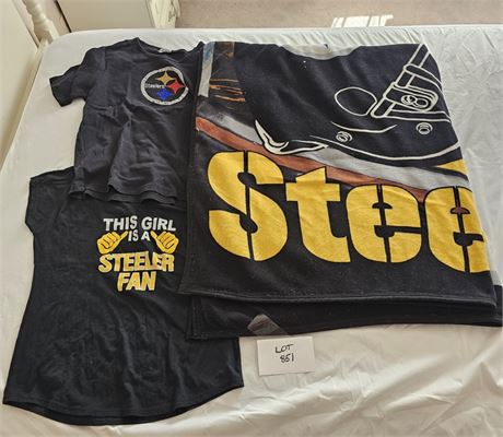 Mixed Pittsburgh Steelers Lot - Blanket & T-Shirts - Size XL