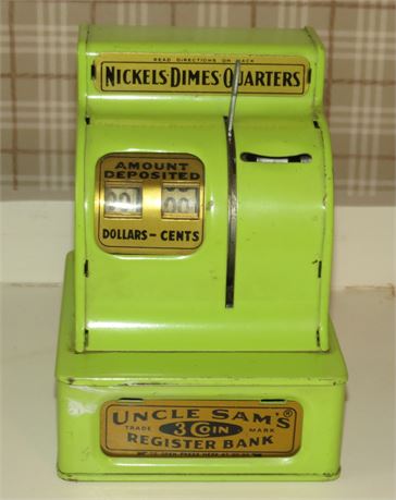 Vintage Uncle Sam's 3 Coin Register Bank