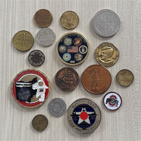 Collection of Mixed Tokens - Commemorative, Military, Historical......