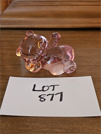 Rose Fenton Glass Reclining Bear