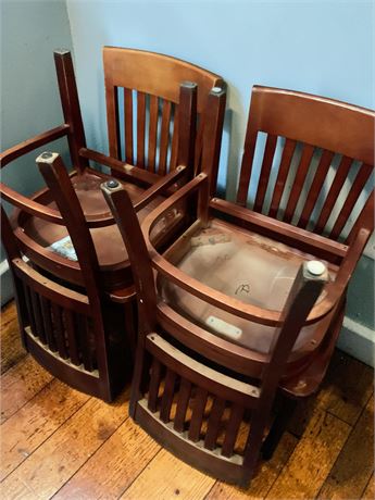 Slat-Back Wood Restaurant/Dining/Schoolhouse Chairs (Set of 4)
