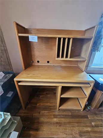 Solid Wood Office Desk With Pull‑Out Shelf & Storage