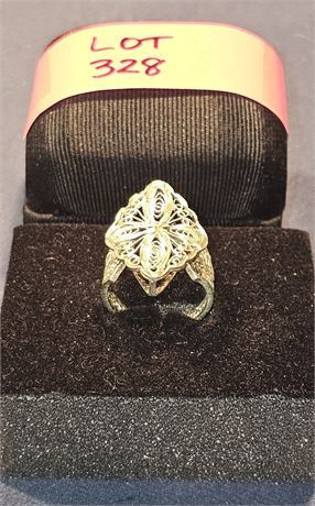 Sterling 925 Steel Cut Filigree Ring Sz 7